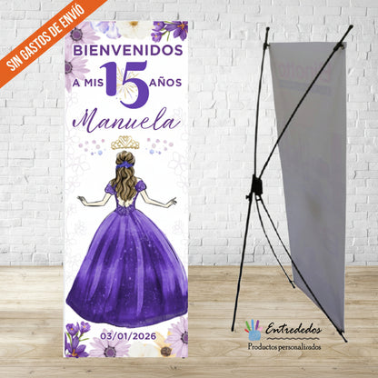 Banner personalizado para fiesta temática de 15 años