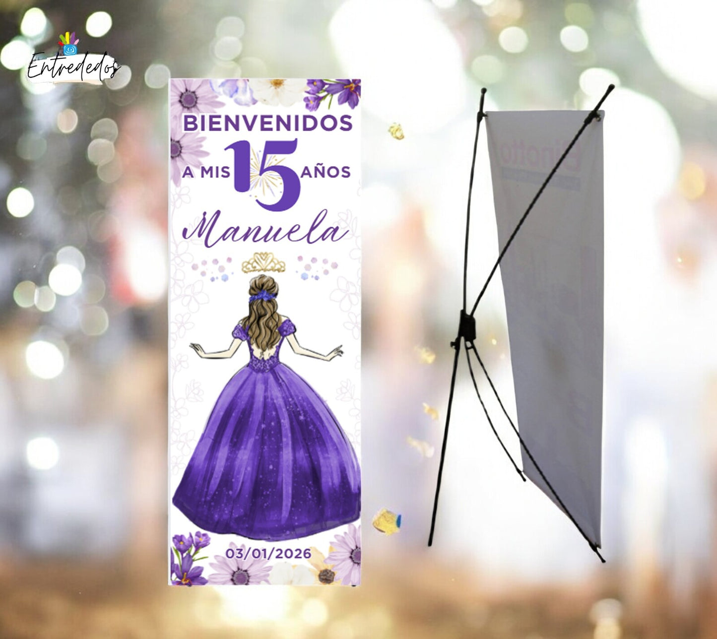 Banner personalizado para fiesta temática de 15 años