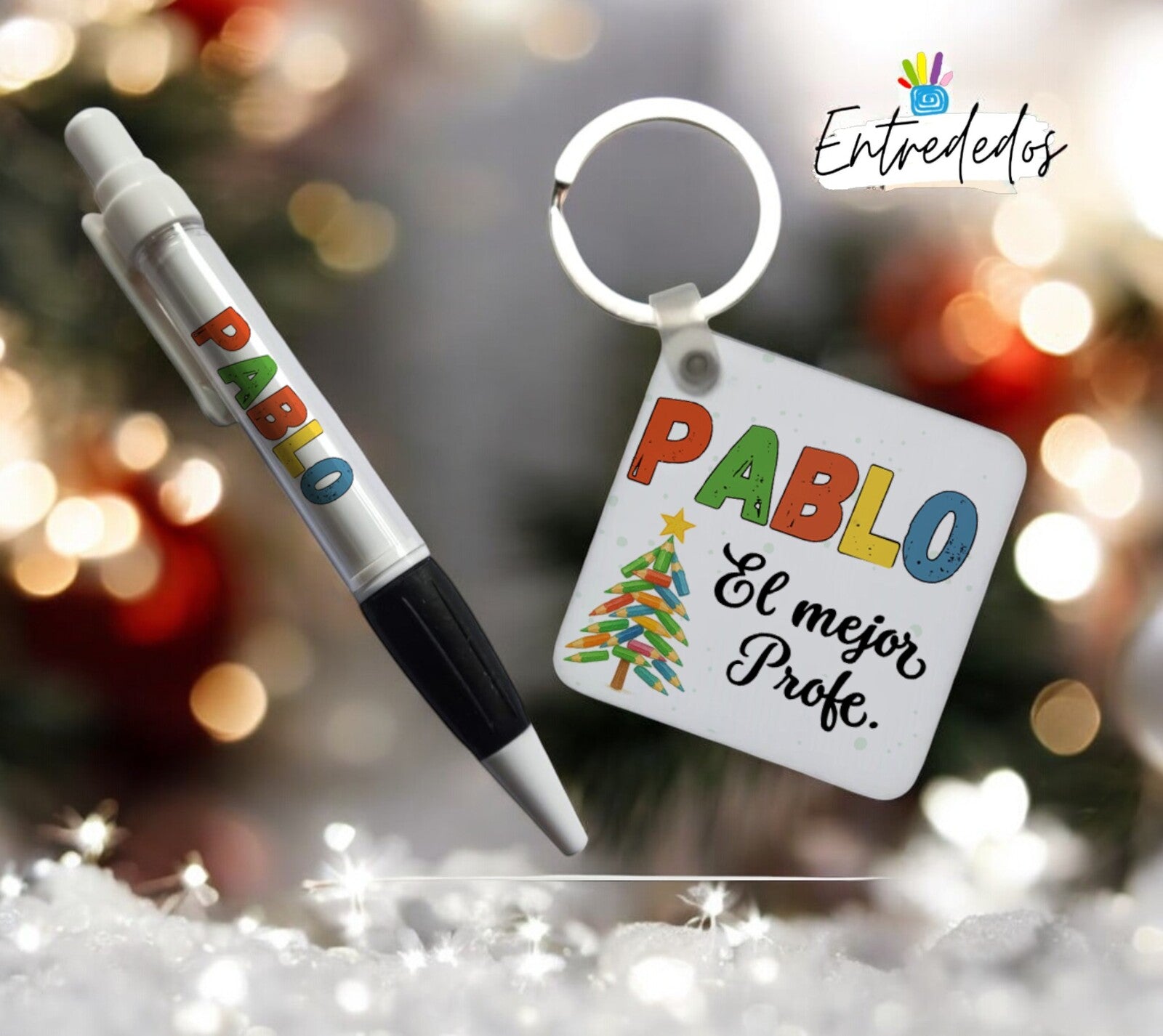 Kit de Navidad Personalizado para Profesor – Árbol de Lapiceros