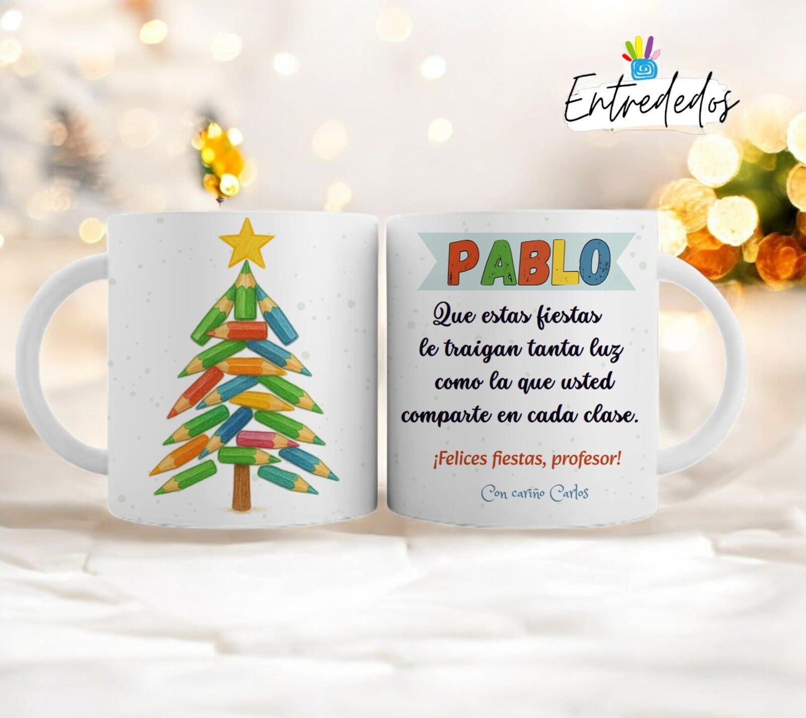 Kit de Navidad Personalizado para Profesor – Árbol de Lapiceros