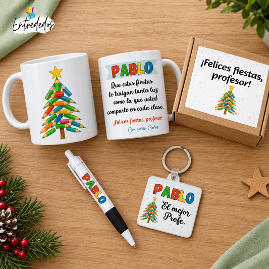 Kit Regalo de Navidad para Profesor Personalizado - Árbol