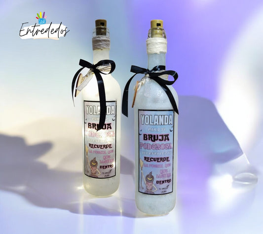 botella luminosa personalizada con nombre y frase positiva para mujer