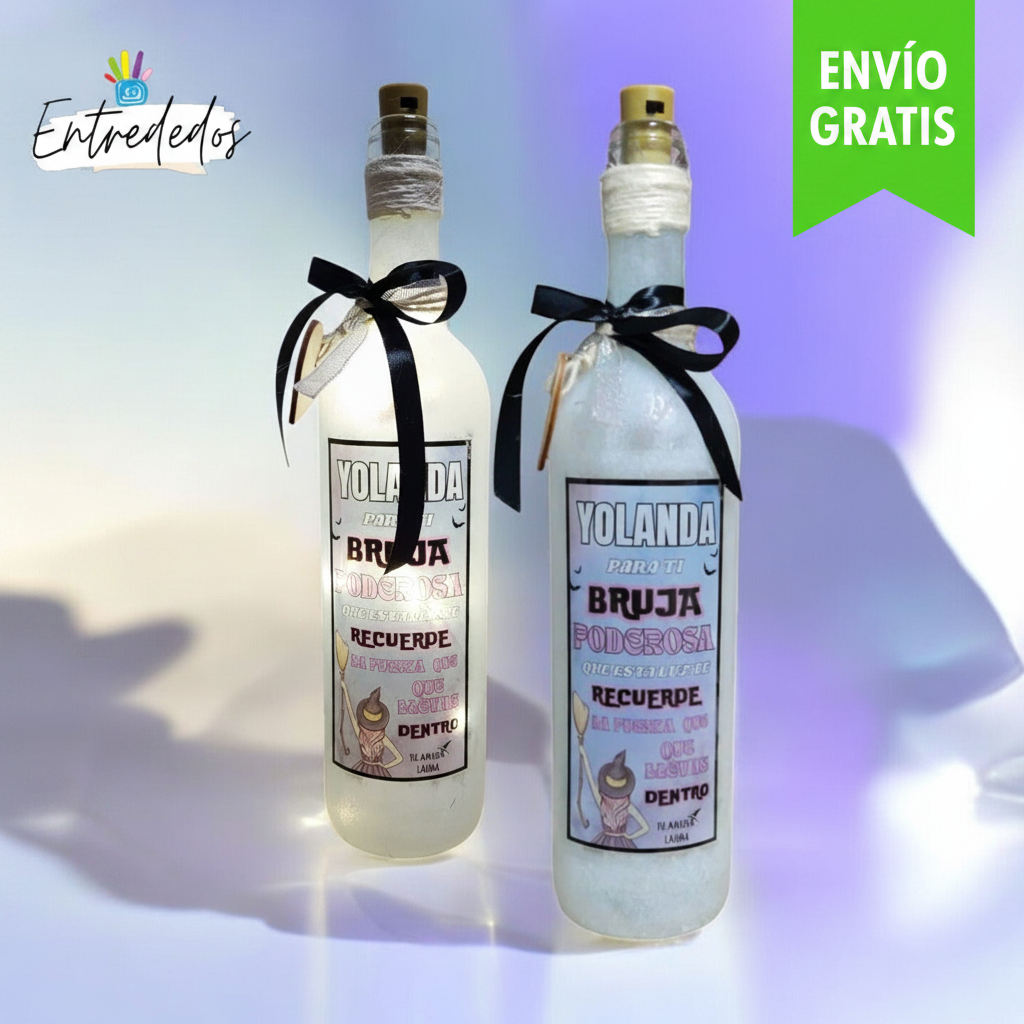 Botella Luminosa personalizada “Bruja Poderosa” para Mujer