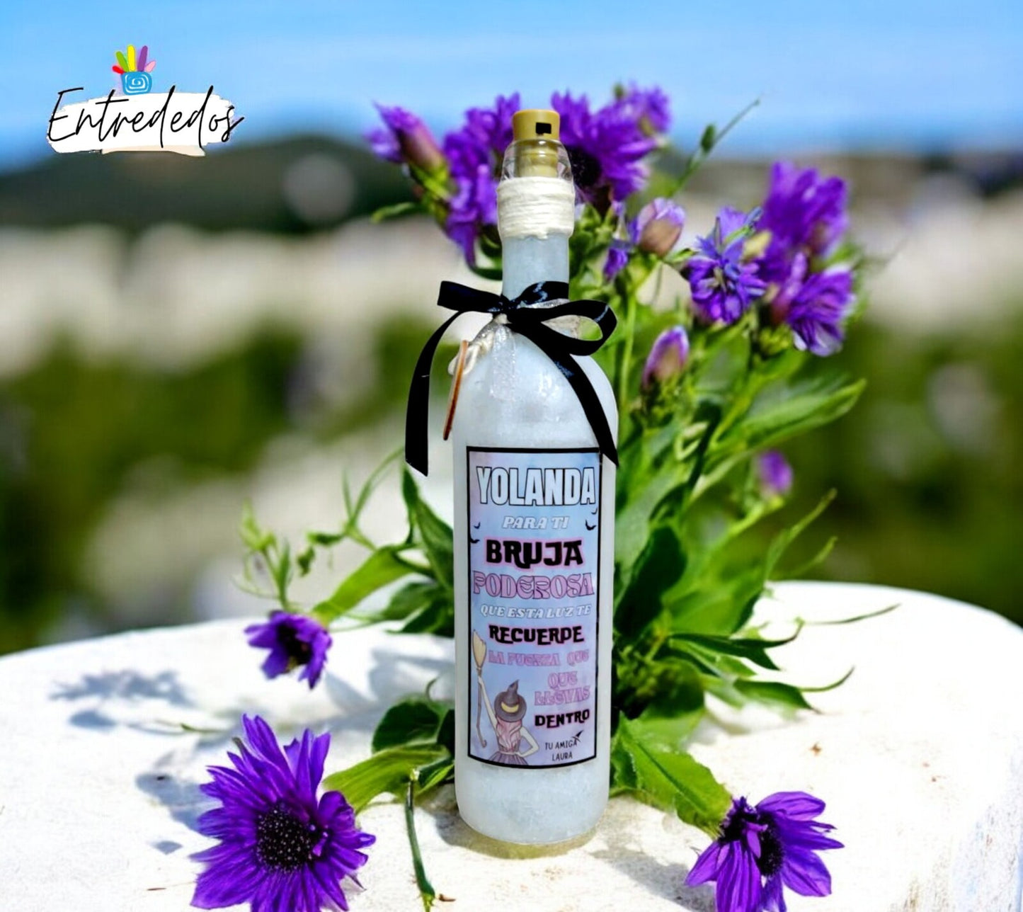 botella luminosa personalizada con nombre y frase positiva para mujer