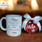 “Kit navideño personalizado con taza, bola roja y llavero”