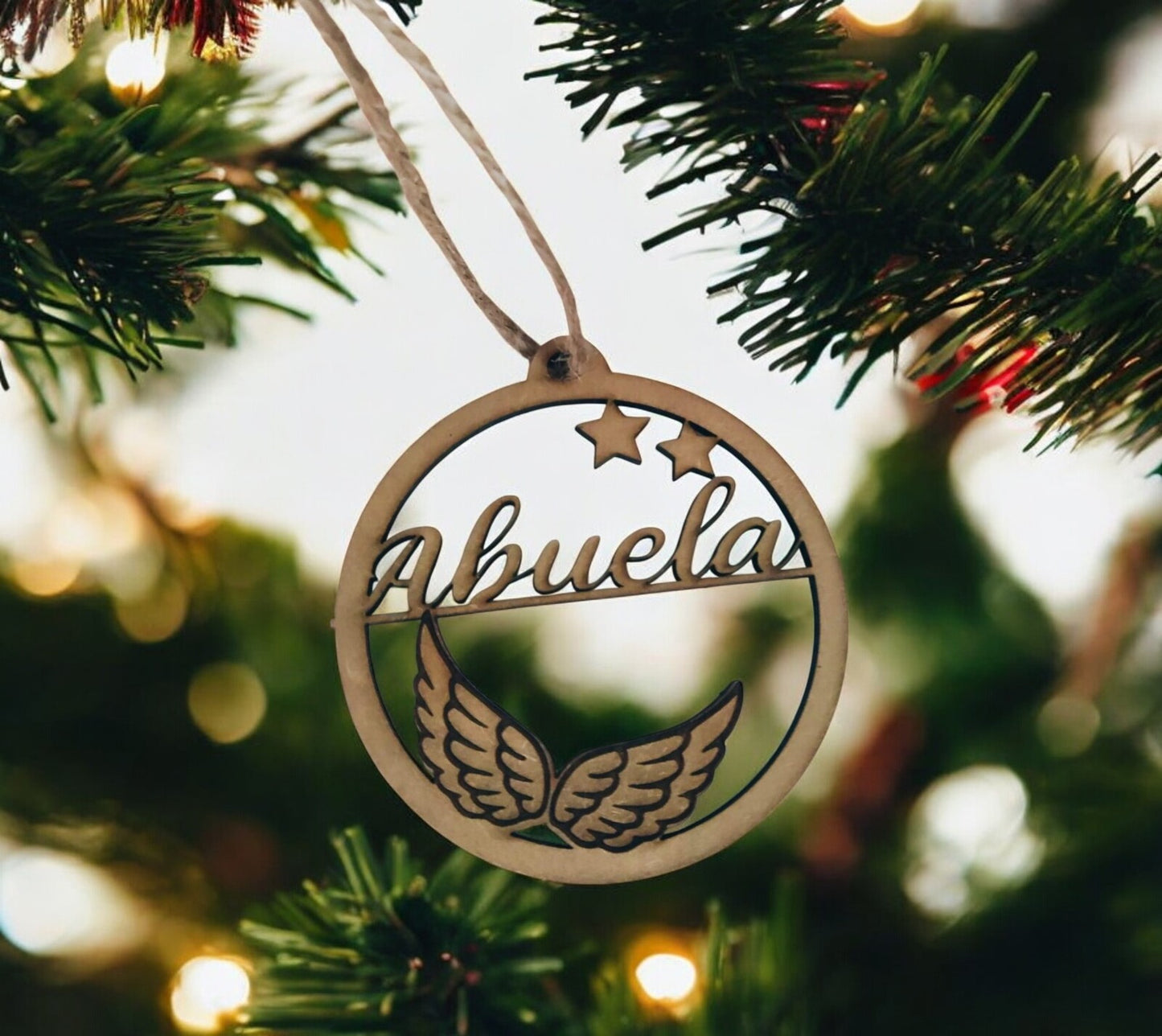 bolas de navidad de madera alas de ángel