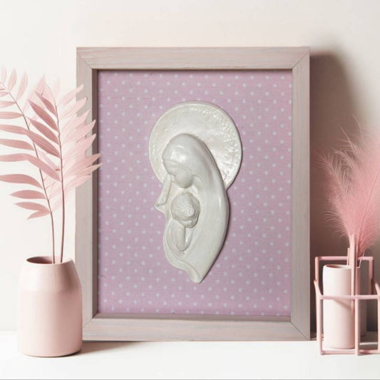 Cuadro El Tierno Abrazo de la Virgen María – Arte Religioso Artesanal y Único