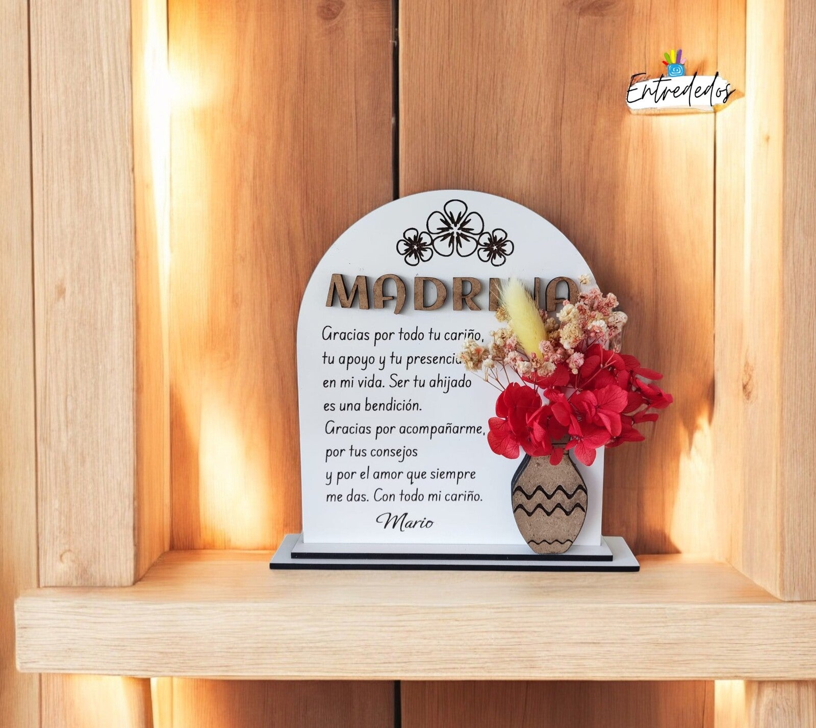 Placa decorativa personalizada con flores
