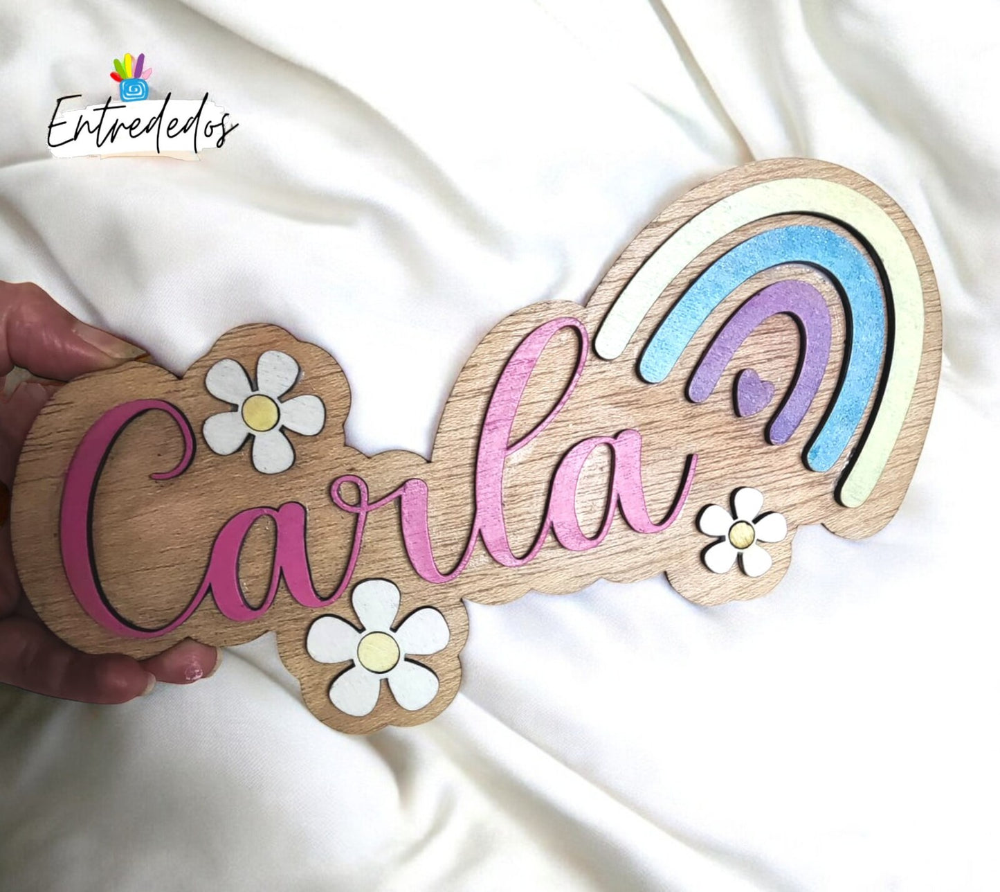Placa para Puerta Infantil Personalizada – Modelo Arcoíris