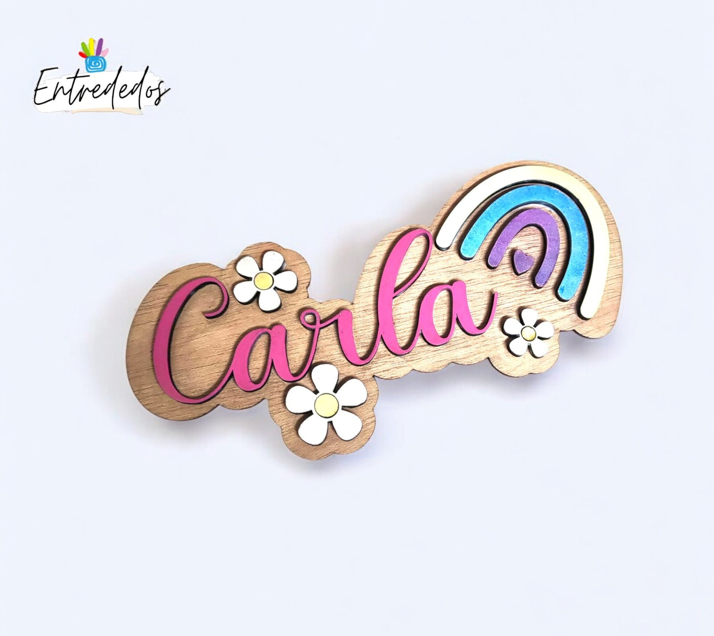 Placa para Puerta Infantil Personalizada – Modelo Arcoíris