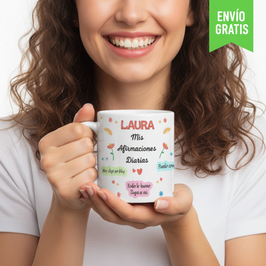 Taza Personalizada con Nombre | Afirmaciones Diarias Positivas