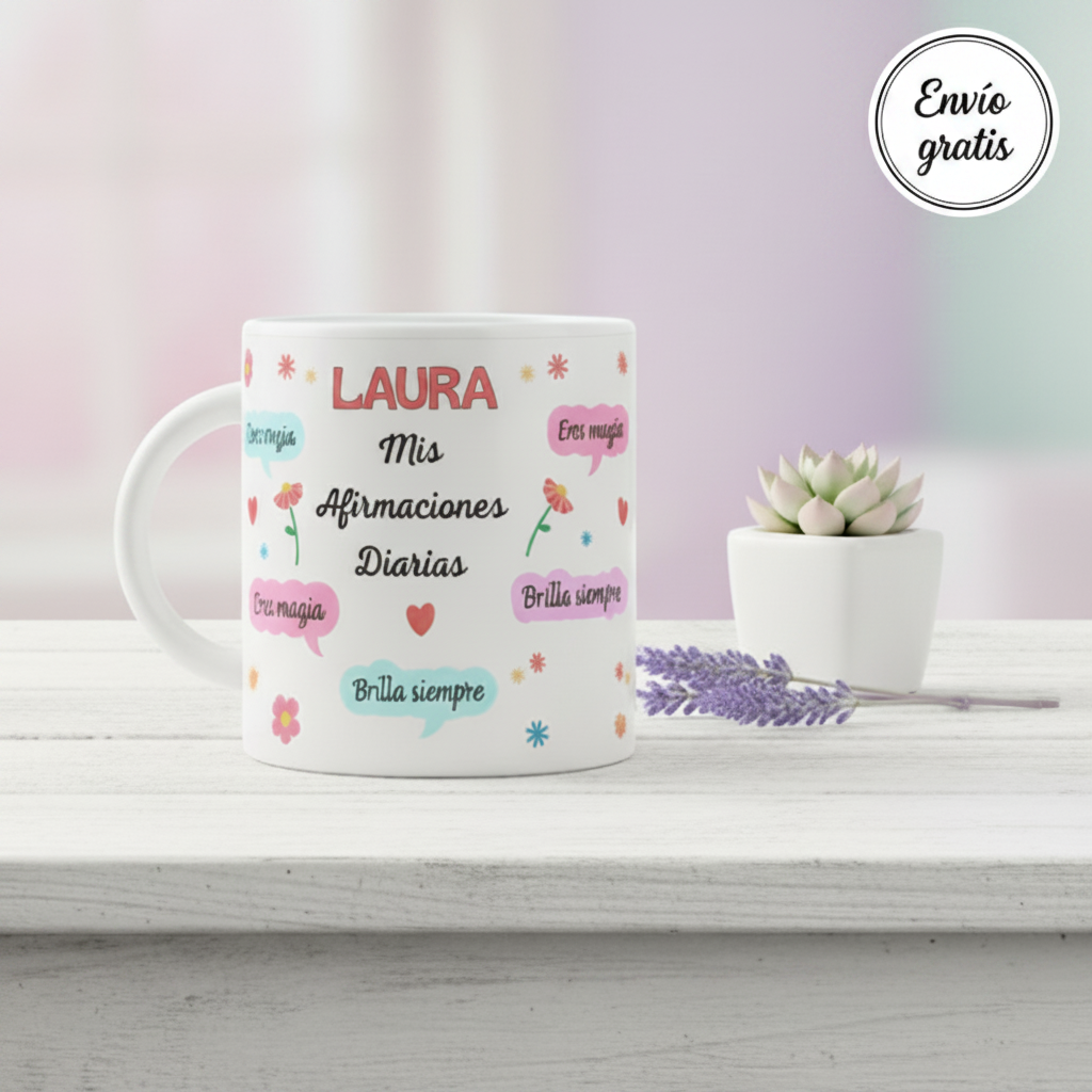 Taza Personalizada con Nombre | Afirmaciones Diarias Positivas