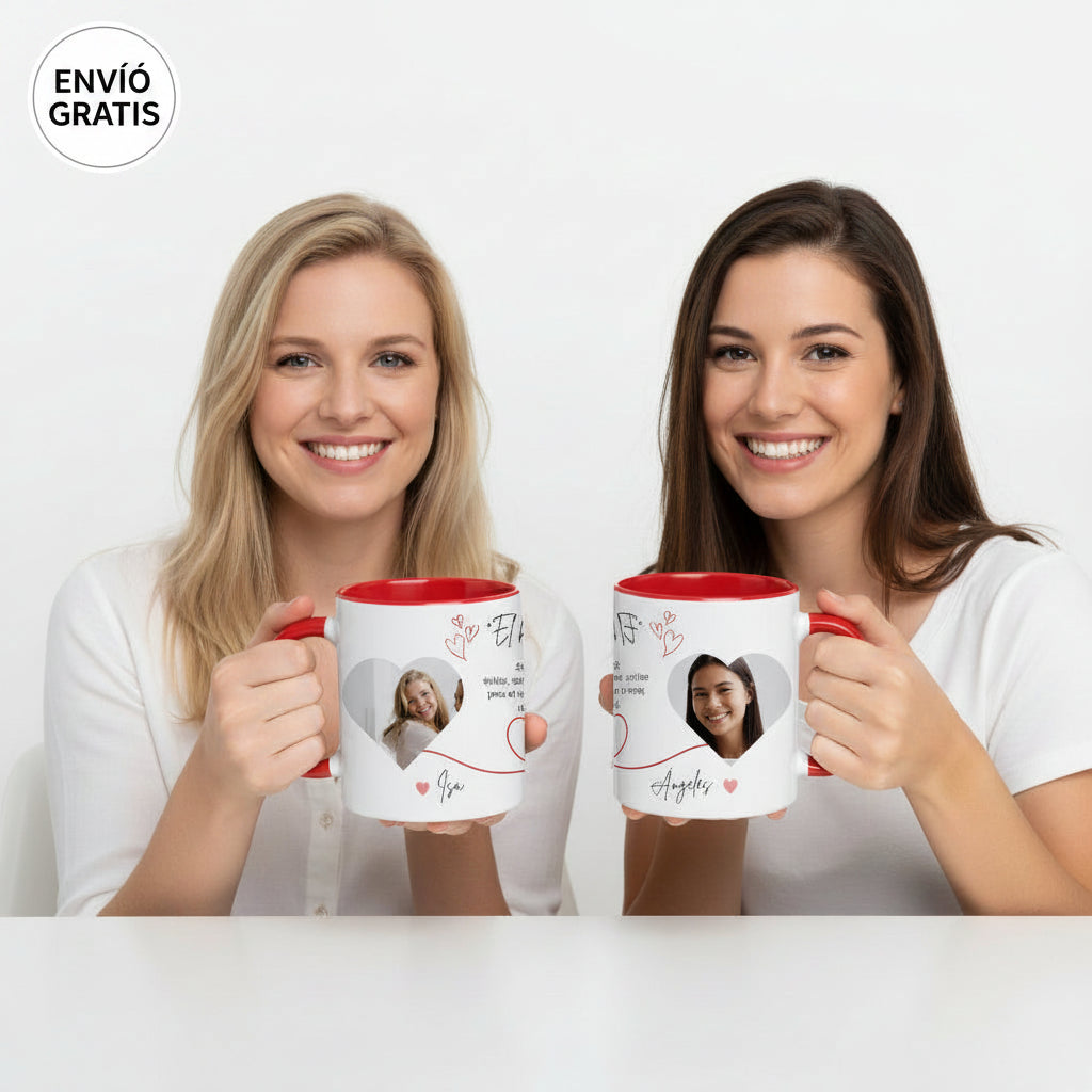 Pack 2 Tazas Personalizadas El Hilo Rojo del Destino con Fotos y Nombres