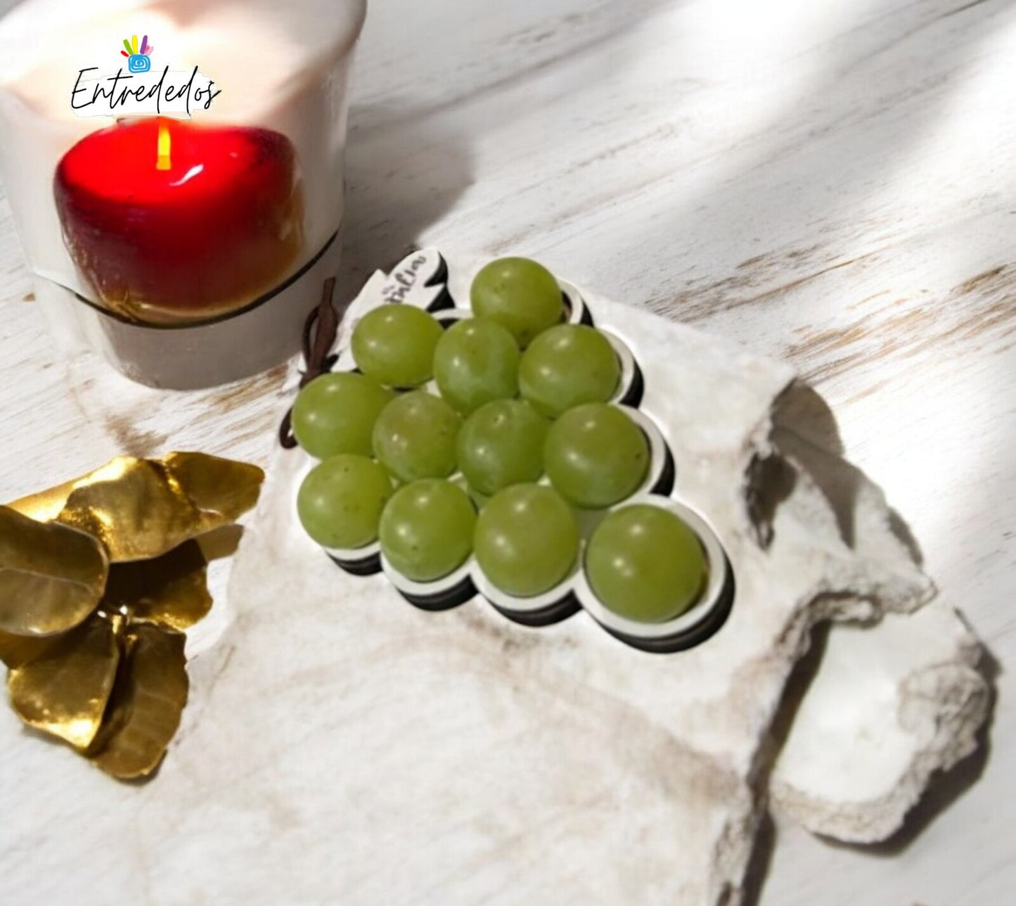 Bandeja personalizada para las uvas de Nochevieja con nombre y año