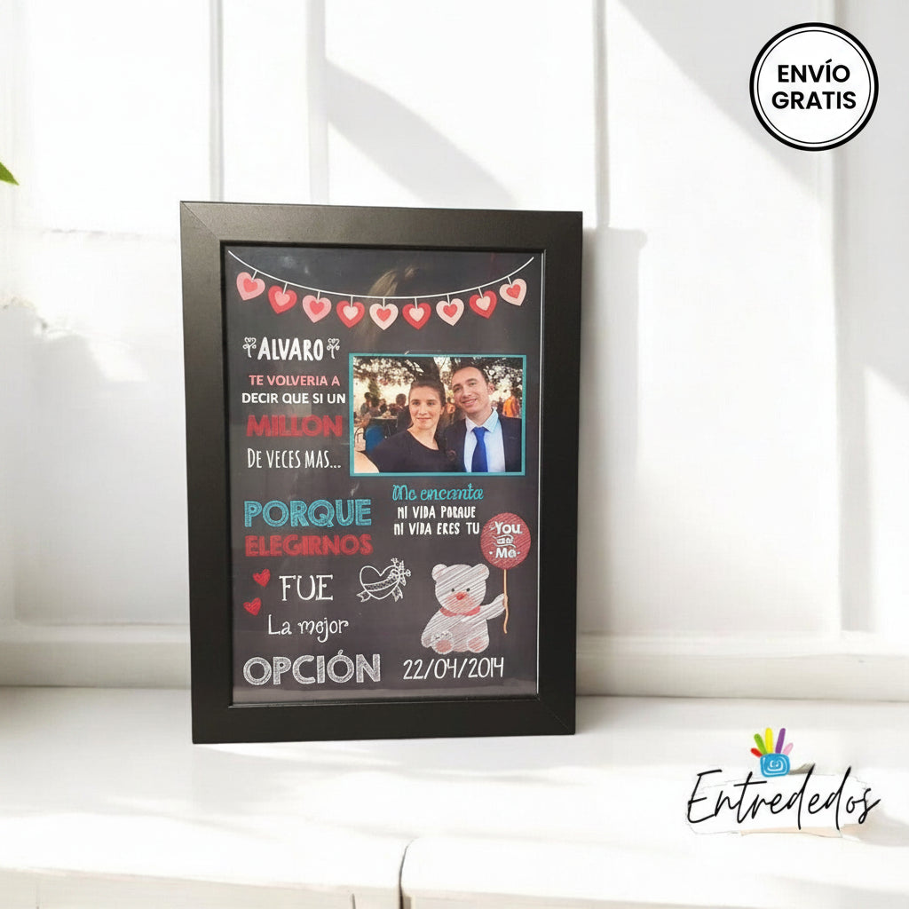 Cuadro personalizado para enamorados 💑 con foto y nombres ✨, regalo de San Valentín 💝 A4 📏