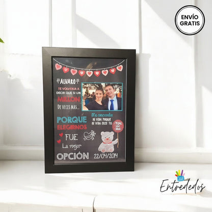 Cuadro personalizado para enamorados 💑 con foto y nombres ✨, regalo de San Valentín 💝 A4 📏