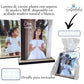 Lámina de cartón pluma personalizada de 10x8 cm con soporte de madera MDF en acabado madera o blanco, ideal como recuerdo para comunión, bautizo, cumpleaños o bodas de oro.