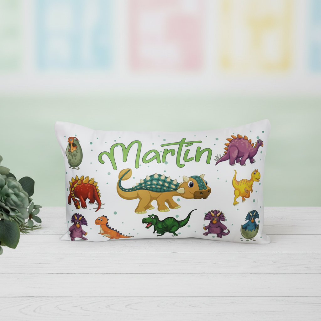 Cojin Guardería Personalizado para Niños - Dinos