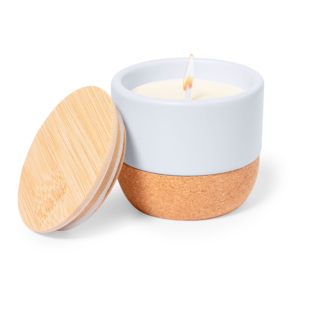 Vela de Cerámica con Perfume de Lino y Tapadera de Bambú