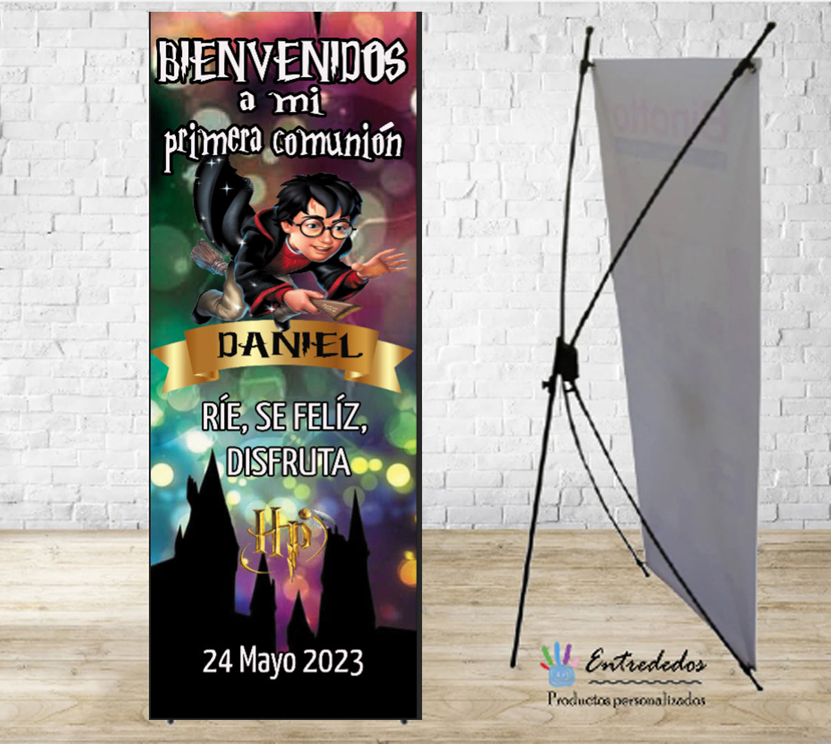 Banner personalizado para eventos con diseños Harry Potter o Hermione