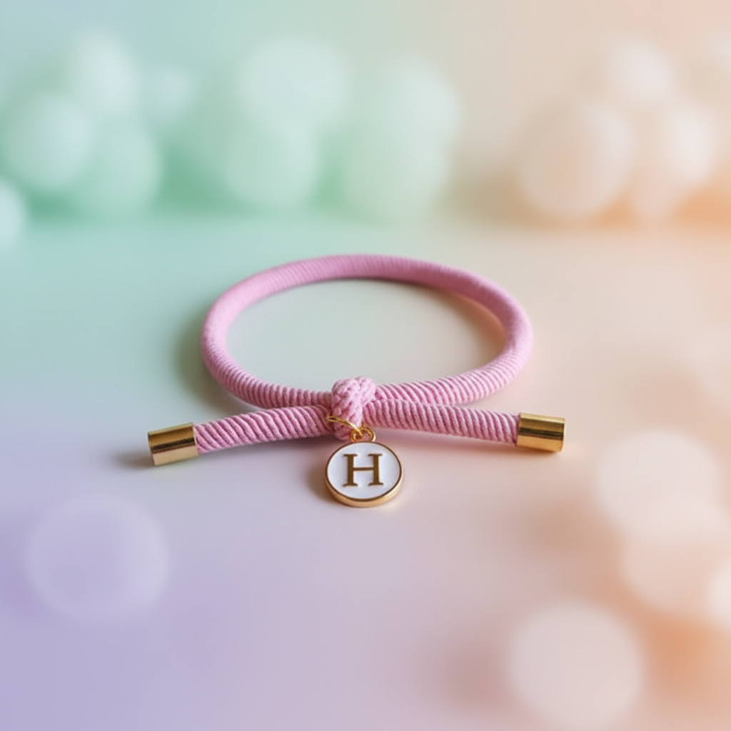 Pulsera Elástica de Colores con Inicial Personalizada