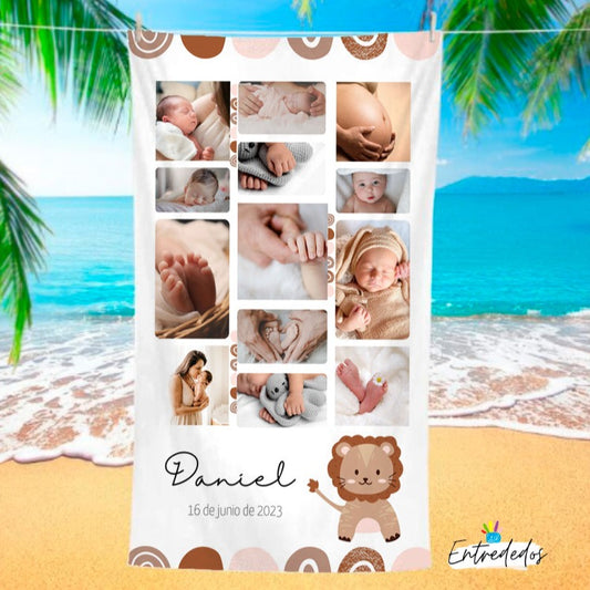 Toallas personalizadas a Full Print con collage de fotos bebes