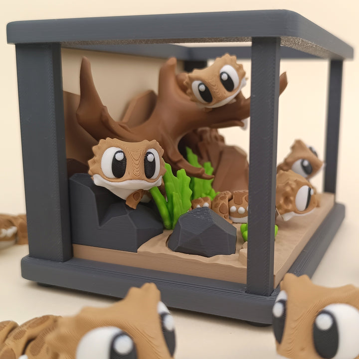 Acuario con 3 dragón flexibles 3d – diseño decorativo y coleccionable