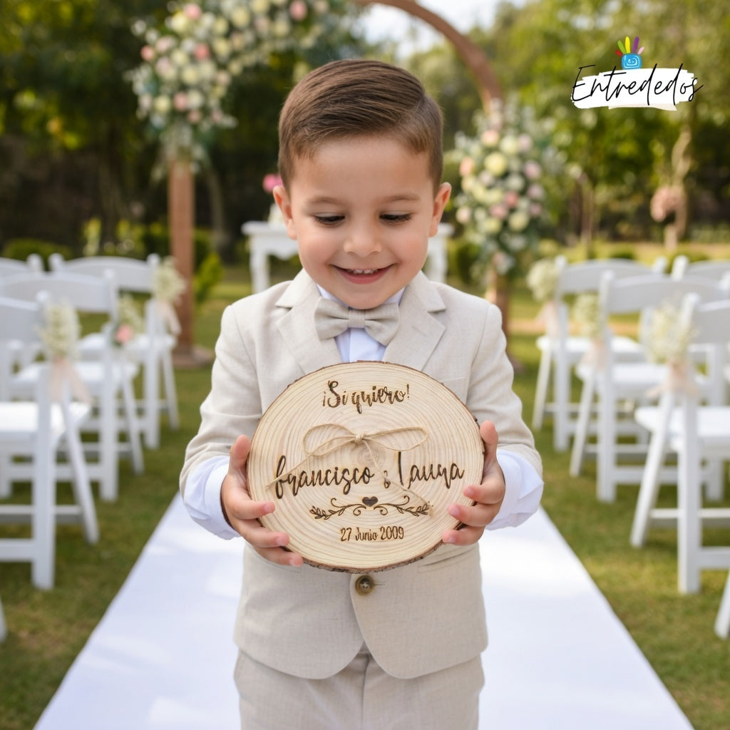 Porta alianzas Rodaja personalizado para anillos boda