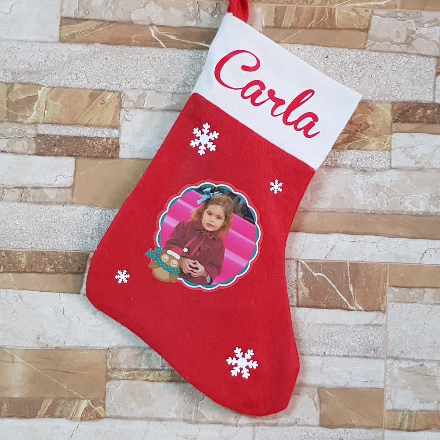 🎄 Calcetín de Navidad personalizado con fotos o nombre solo