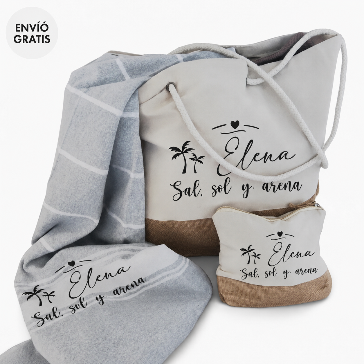 Packs Playa Personalizados | Bolsa, Pareo y Neceser | Entrededos
