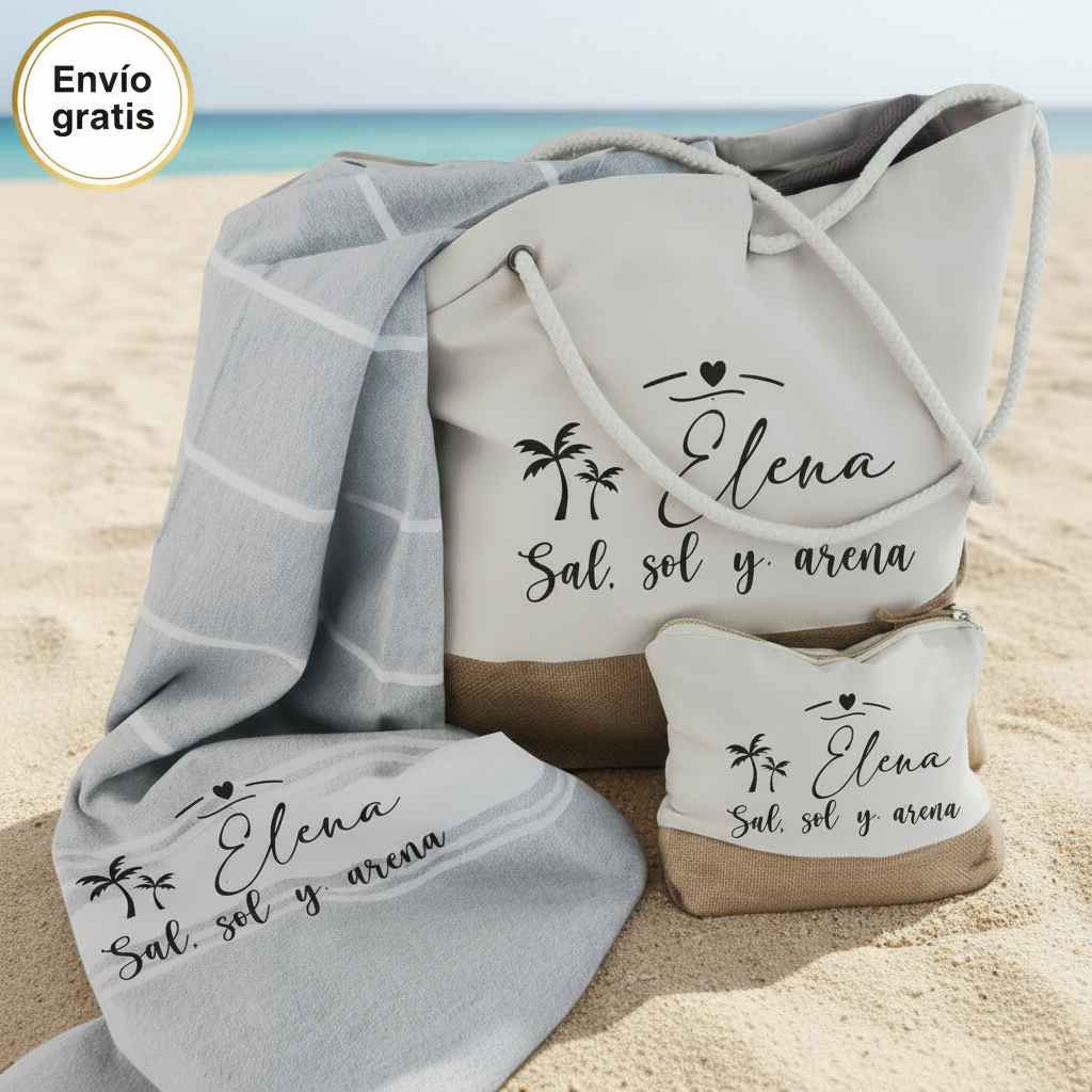 Packs Playa Personalizados | Bolsa, Pareo y Neceser | Entrededos