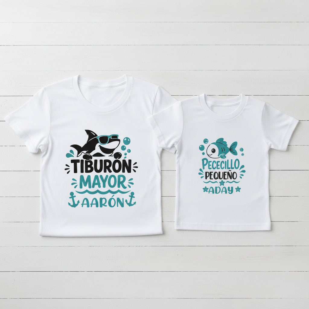 Camisetas Personalizadas para Hermanos –  Tiburón y pececillo