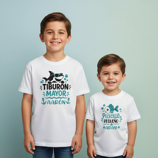 Camisetas Personalizadas para Hermanos –  Tiburón y pececillo