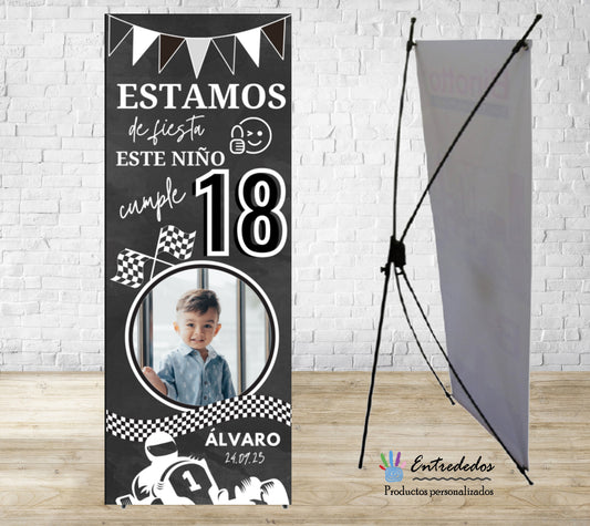 Banner con diseño fórmula 1 para cumpleaños