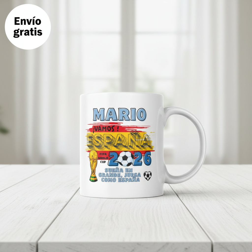 Taza Mundial FIFA España 2026 Personalizada con Nombre