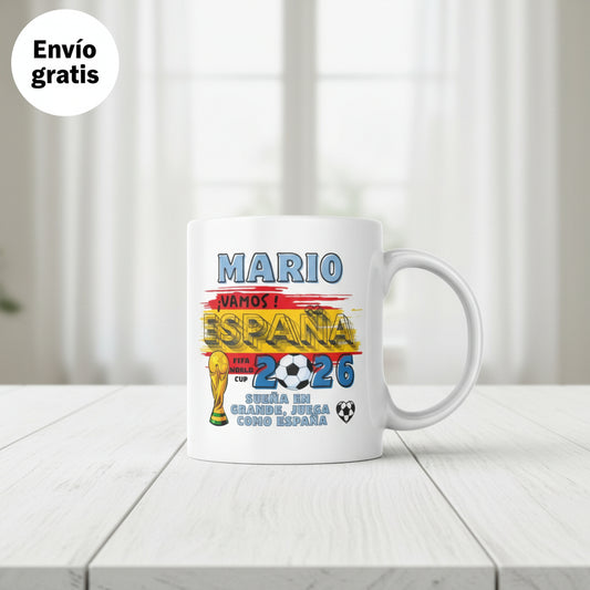 Taza Mundial FIFA España 2026 Personalizada con Nombre