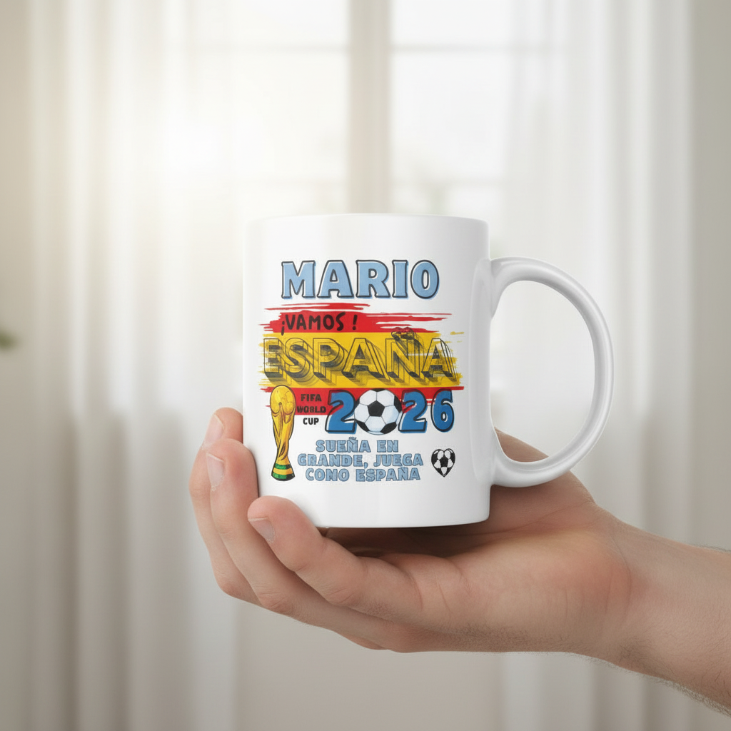 Taza Mundial FIFA España 2026 Personalizada con Nombre