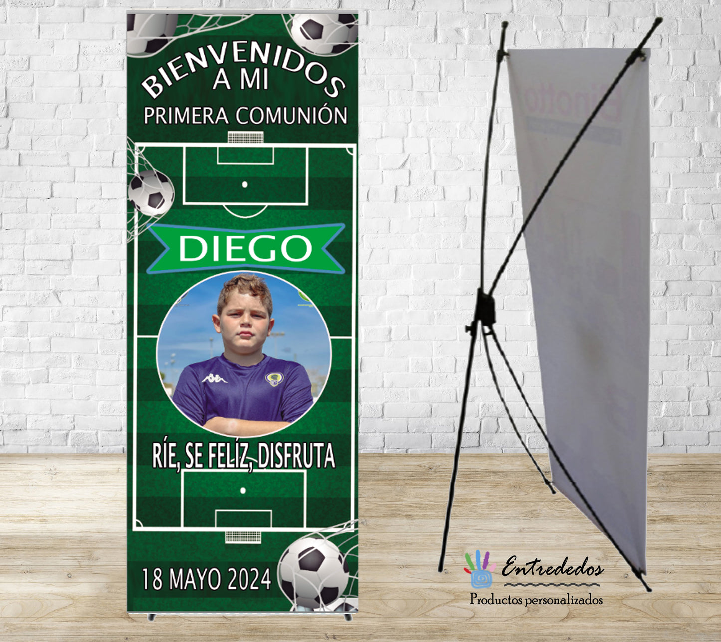 Banner fútbol con fotografía para tu evento