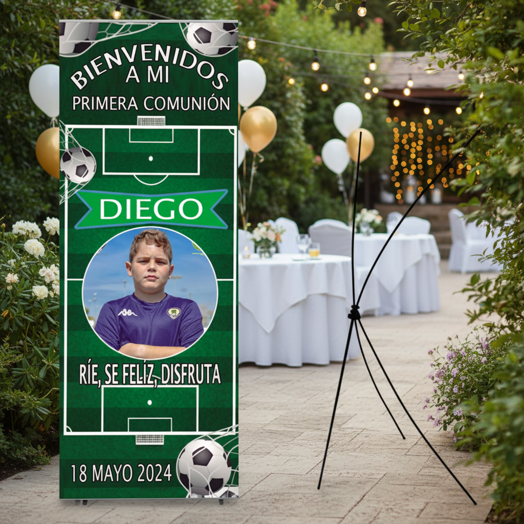 Banner fútbol con fotografía para tu evento