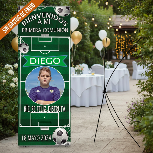 Banner fútbol con fotografía para tu evento