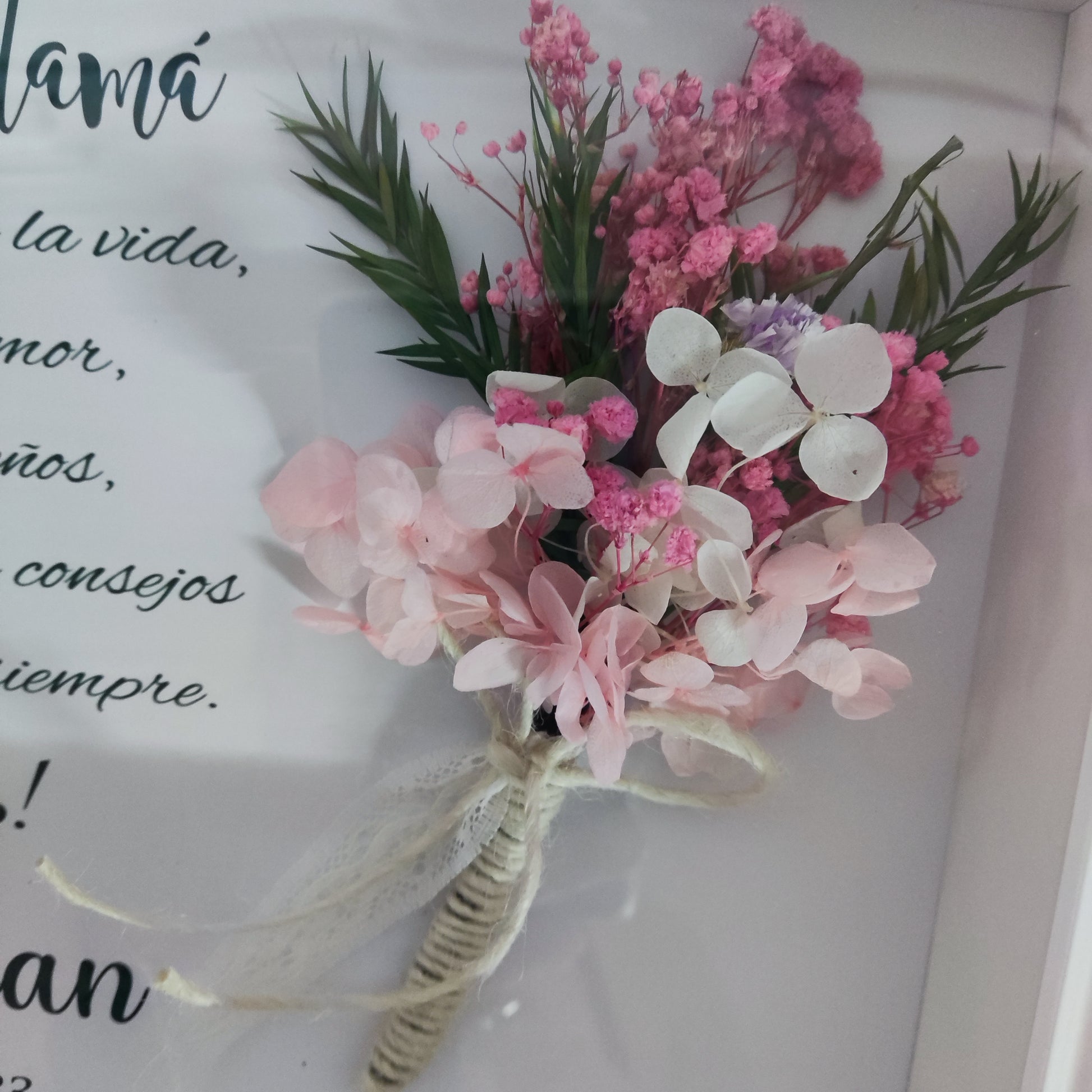 Cuadro flores ramillete personalizado con nombre