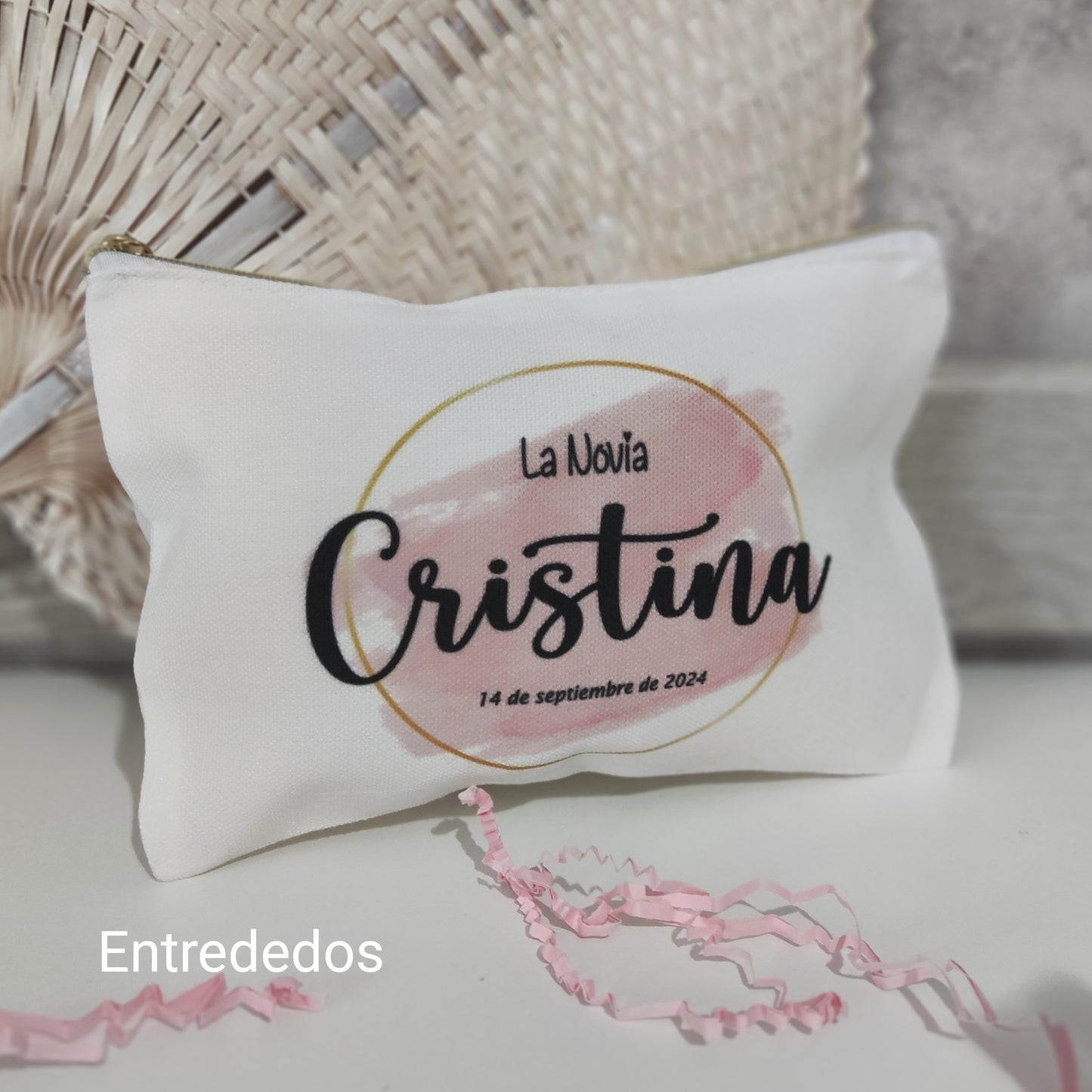 Neceser personalizado para novia cremallera dorada