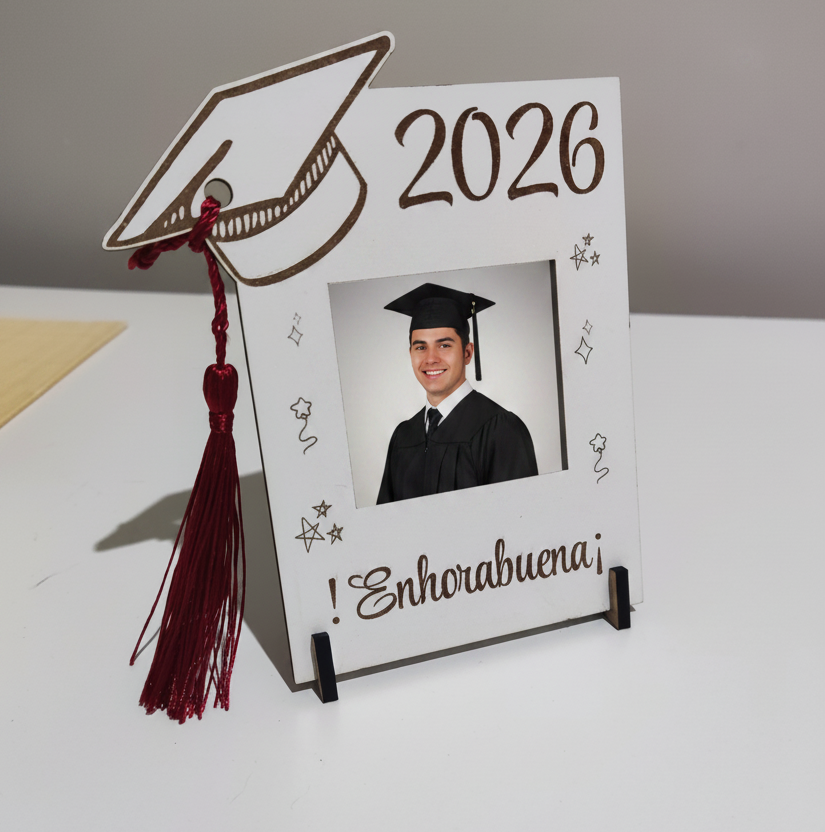 Marco lamina madera con foto para graduación