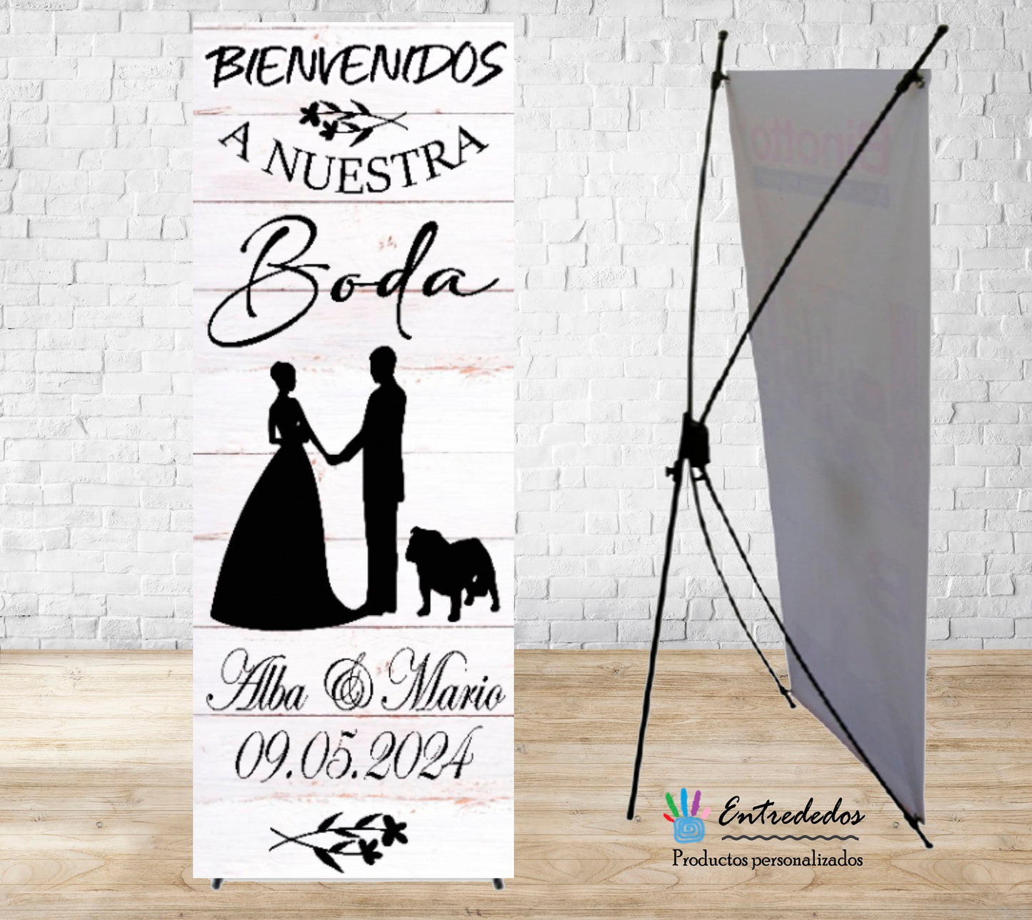 Banner para bodas diseño silueta de novios Alba