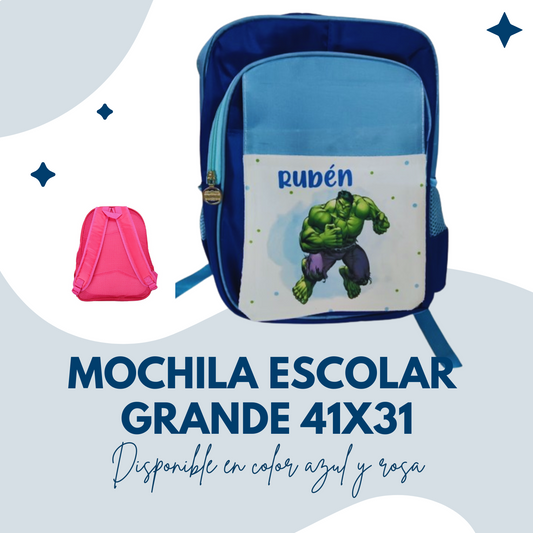 Mochila Escolar Grande personalizada 41 X 31 Cm