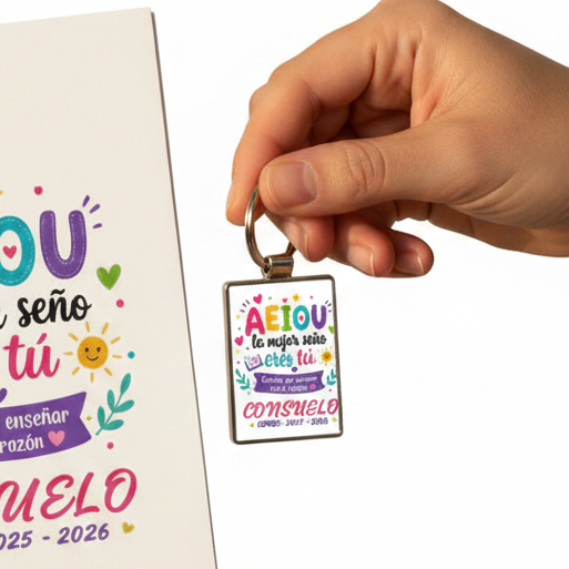 Caja regalo personalizada para profesora con botella, libreta y llavero