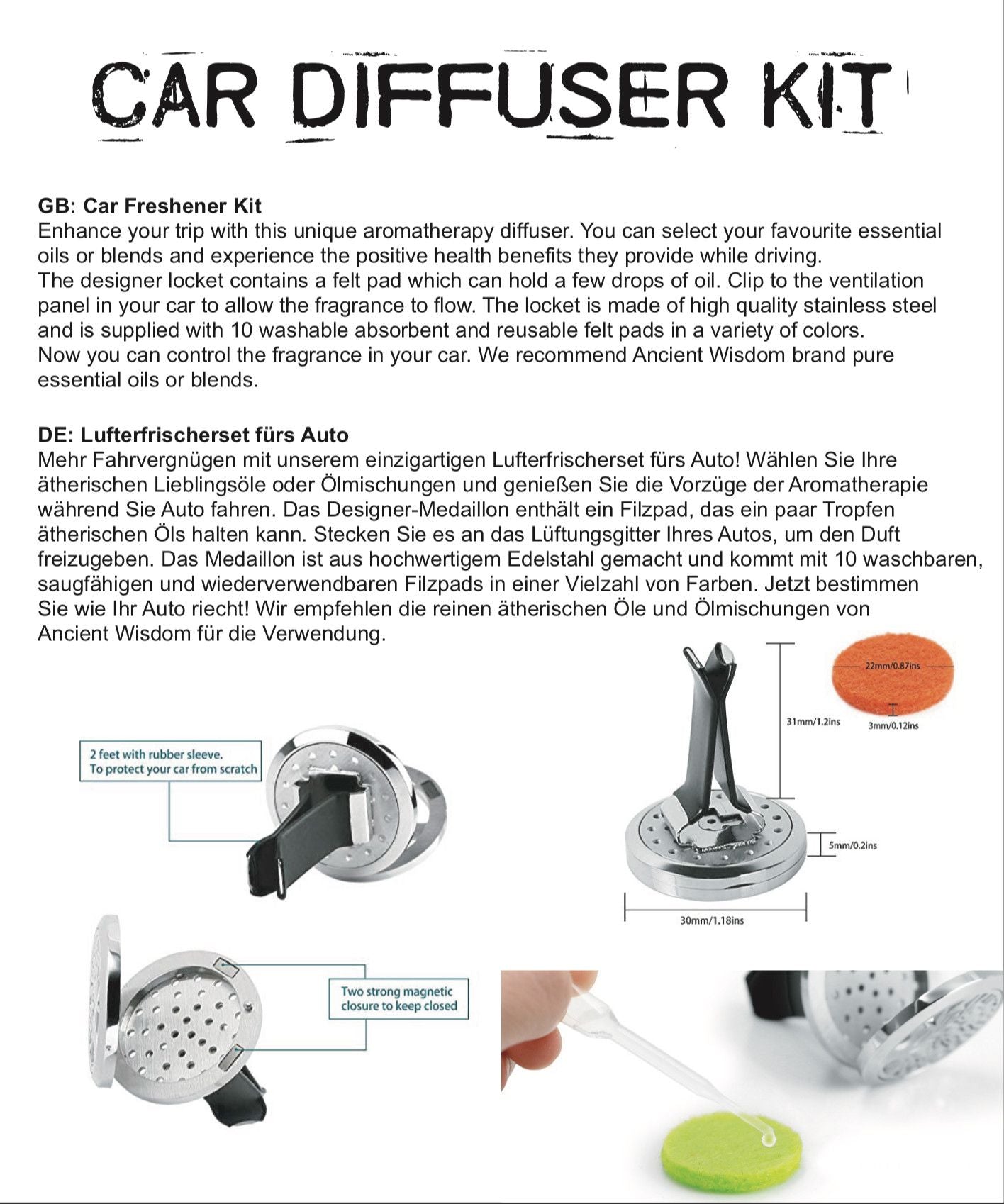 Kit difusor para coche - Ángel - 30mm
