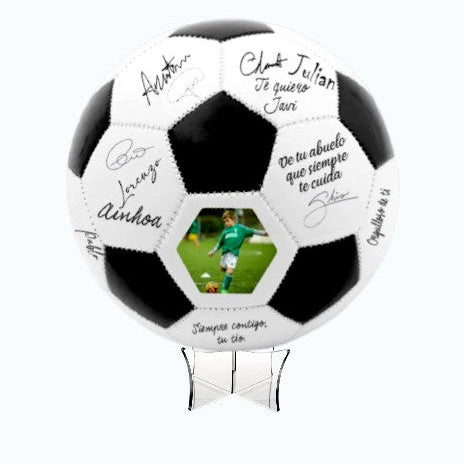 Balón de Fútbol de Firmas con Fotografía y Soporte