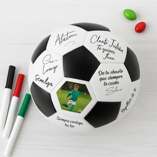 Balón de Fútbol de Firmas con Fotografía y Soporte