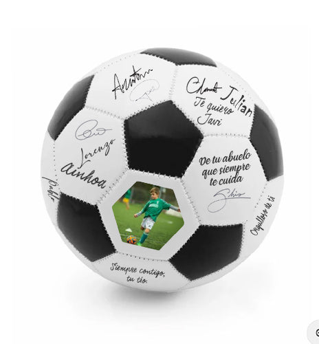 Balón de Fútbol de Firmas con Fotografía y Soporte